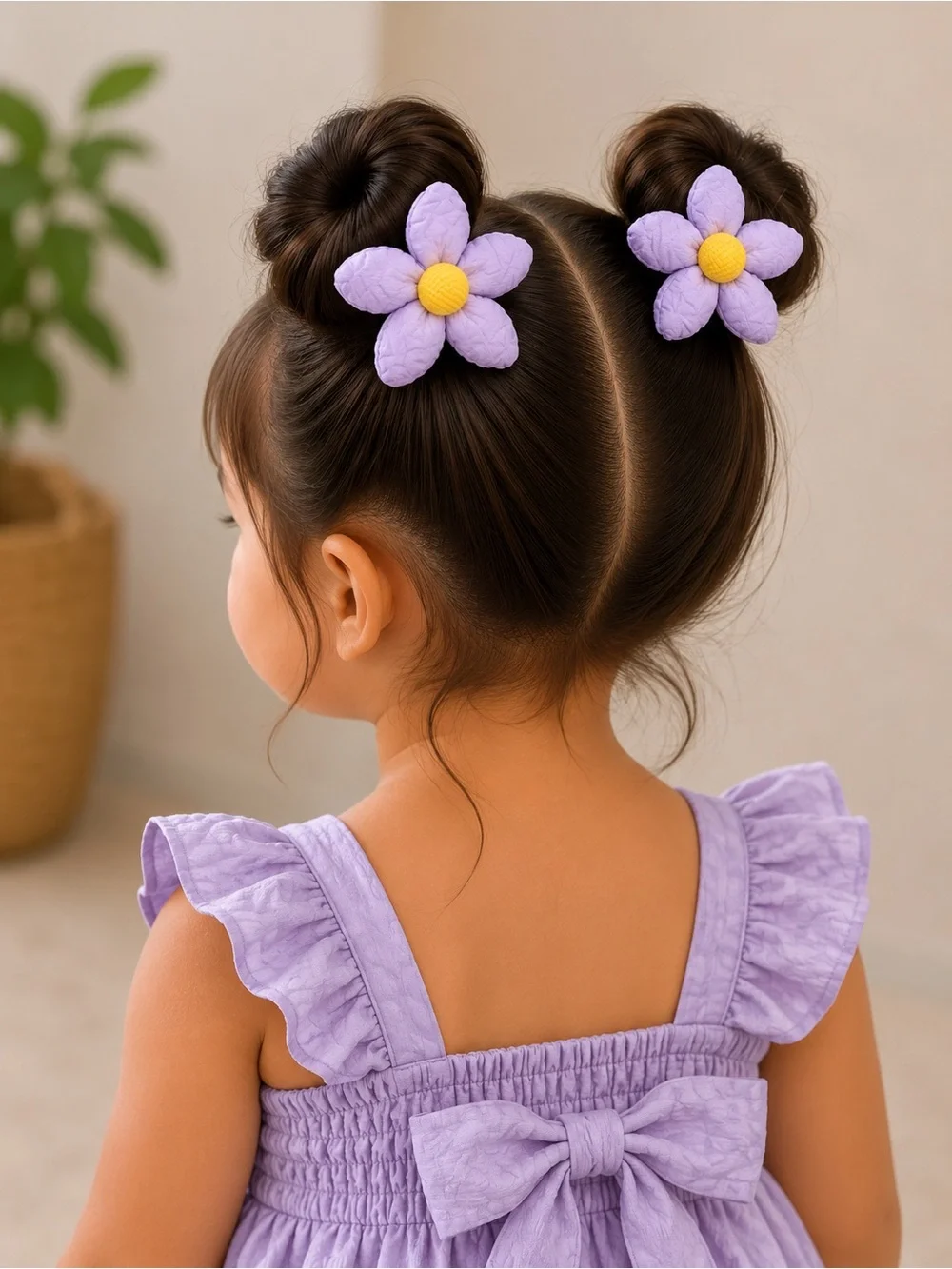 Purple Flower Hair Clips for Kids - Cute Floral Hair Accessories